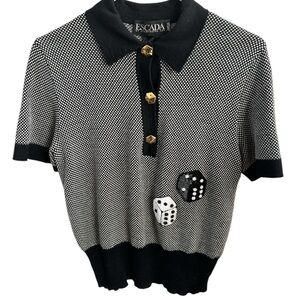 Vintage | Escada |  Dice-motif knit Polo style Shirt